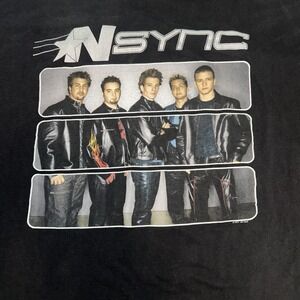Vintage Y2K‎ 2001 NSYNC Popodyssey Graphic Boy Band T-Shirt Black XL